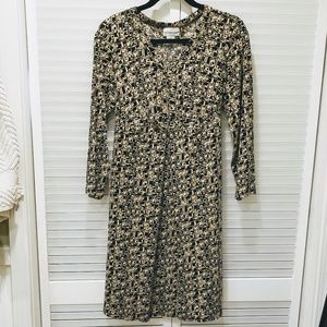 Timeless Black & Tan Geometric Print Dress